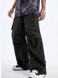 Manfinity StreetEZ Men's Loose Fit Woven Cargo Pants With Embroidered English Letter Pattern