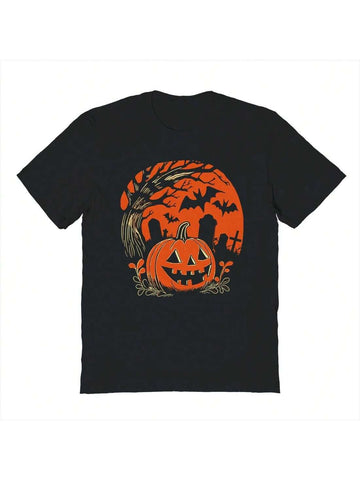 Nearly There Pumpkin Hallow Halloween Graphic Cotton Short-Sleeve T-Shirt