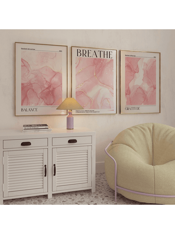 Set Of 3 Unframed Pink And Gold Abstract Marble Canvas Poster,Pink Room Decor,Waterproof Wall Art,Modern Artwork Wall Painting For Gift,Bedroom,Living Room,Office,Dining Room,Bathroom Wall Decor,Cafe, Bar, Wall Decor, Home