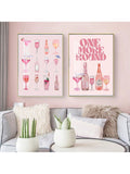 2pcs,Retro Watercolor Champagne Cocktail Poster-Aesthetic Girly Bar Cart Art-Preppy Pink Posters-Wine Bottle Cute Girly Poster Champagne Wall Art,No Frame