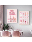 2pcs,Retro Watercolor Champagne Cocktail Poster-Aesthetic Girly Bar Cart Art-Preppy Pink Posters-Wine Bottle Cute Girly Poster Champagne Wall Art,No Frame - MapleCo