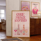 2pcs,Retro Watercolor Champagne Cocktail Poster-Aesthetic Girly Bar Cart Art-Preppy Pink Posters-Wine Bottle Cute Girly Poster Champagne Wall Art,No Frame