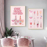 2pcs,Retro Watercolor Champagne Cocktail Poster-Aesthetic Girly Bar Cart Art-Preppy Pink Posters-Wine Bottle Cute Girly Poster Champagne Wall Art,No Frame