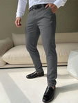 Manfinity Mode Men's Casual Solid Color Tapered Dress Pants