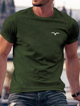 Men's Casual Bird Printed Round Neck T-Shirt, Summer