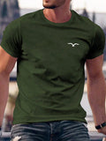 Men's Casual Bird Printed Round Neck T-Shirt, Summer