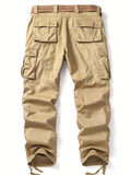 AKARMY Men's Casual Military Cargo Pants Baggy Camo Work Trousers With 6 Pockets (No Belt) - MapleCo