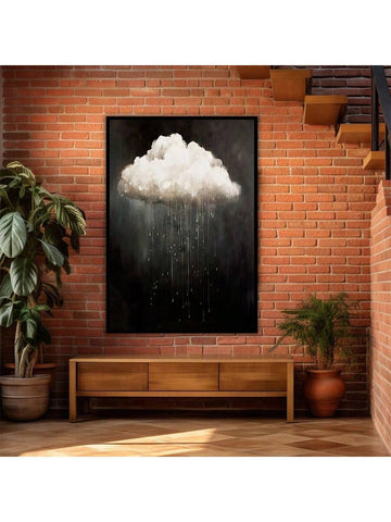 1pc Modern Abstract Canvas Prints Wall Art Vintage Rain Cloud Oil Painting,Vintage White Clouds In The Sky Nature Abstract Minimalist Canvas Wall Art Paintings,Suitable For Living Room,Bedroom Dormitory Wall Decoration,  No Frame