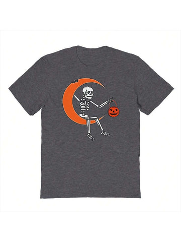 Nearly There Skeleton Moon 1 Unisex Graphic Cotton Short-Sleeve T-Shirt