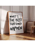 1PC,What's The Best That Could Happen Quote Poster, Uplifting Quote Art Print, Trendy Red Aesthetic Wall Art, Affirmations Print,50*70cm(19.7*27.5in)Unframed