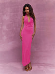 MISSGUIDED Jersey Plunge Cowl Halter Neck Maxi Dress