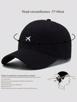 1pc Adjustable Cartoon Airplane Printed Sun Protection Baseball Cap, For Men And Women, Ideal For Vacation, Beach, And Outdoor Activities