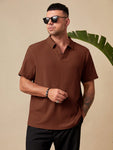 Manfinity Homme Men Plus Solid Ribbed Knit Polo Shirt - MapleCo