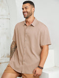 Manfinity Homme Men's Plus Size Woven Casual Button-Front Short Sleeve Shirt - MapleCo