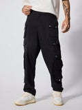 Manfinity Streetrush Solid Color Casual Daily Multi-Pocket Cargo Pants