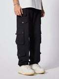 Manfinity Streetrush Solid Color Casual Daily Multi-Pocket Cargo Pants