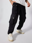 Manfinity Streetrush Solid Color Casual Daily Multi-Pocket Cargo Pants