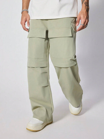 Manfinity Streetrush Men Flap Pocket Side Cargo Pants For Dailywear