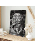 1 Pc Framed Art Decoration Ready To Hang Black And White Leopard Fashion Animal Poster Print Canvas Wildlife Wall Decor Painting Room Home Picture Art Inspiration Framed