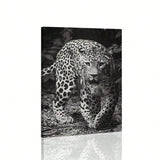 1 Pc Framed Art Decoration Ready To Hang Black And White Leopard Fashion Animal Poster Print Canvas Wildlife Wall Decor Painting Room Home Picture Art Inspiration Framed