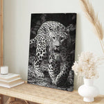 1 Pc Framed Art Decoration Ready To Hang Black And White Leopard Fashion Animal Poster Print Canvas Wildlife Wall Decor Painting Room Home Picture Art Inspiration Framed