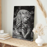 1 Pc Framed Art Decoration Ready To Hang Black And White Leopard Fashion Animal Poster Print Canvas Wildlife Wall Decor Painting Room Home Picture Art Inspiration Framed