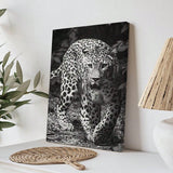 1 Pc Framed Art Decoration Ready To Hang Black And White Leopard Fashion Animal Poster Print Canvas Wildlife Wall Decor Painting Room Home Picture Art Inspiration Framed