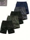 5pcs/Set Men's Quick-Drying Breathable Iced Silk Outdoor Beach Leisure Shorts For Summer