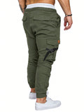 Manfinity Homme Men Flap Pocket Buckle Detail Drawstring Waist Cargo Pants - MapleCo