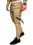 Manfinity Homme Men Flap Pocket Buckle Detail Drawstring Waist Cargo Pants - MapleCo