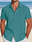 Men's Summer Solid Color Casual Short Sleeve Daily Commute Shirt - MapleCo