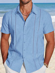 Men's Summer Solid Color Casual Short Sleeve Daily Commute Shirt - MapleCo