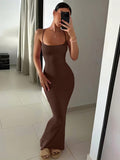 SHEIN SXY Solid Bodycon Maxi Cami Dress, Long Bodycon Dress