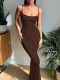 SHEIN SXY Solid Bodycon Maxi Cami Dress, Long Bodycon Dress