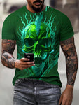 Men's Casual Skull Printed Round Neck Short Sleeve T-Shirt, Summer