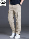 Manfinity Homme Men's Casual Solid Color Cargo Pants With Flap Pockets And Drawstring Waist - MapleCo