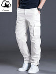 Manfinity Homme Men's Casual Solid Color Cargo Pants With Flap Pockets And Drawstring Waist - MapleCo