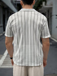 Manfinity Modomio Men's Summer Casual Striped Print Short Sleeve Shirt - MapleCo