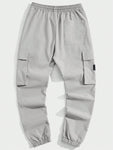 Manfinity Homme Men's Woven Work Pants With Slogan Print And Drawstring Waist - MapleCo