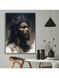 1 Piece Wood Frame Canvas Painting African American Art Jesus Painting Artwork Home Decor Suitable For Bedroom Living Room Bathroom Perfect Gift Can Be Hung Directly