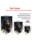 1 Piece Wood Frame Canvas Painting African American Art Jesus Painting Artwork Home Decor Suitable For Bedroom Living Room Bathroom Perfect Gift Can Be Hung Directly