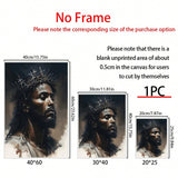 1 Piece Wood Frame Canvas Painting African American Art Jesus Painting Artwork Home Decor Suitable For Bedroom Living Room Bathroom Perfect Gift Can Be Hung Directly