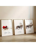 3pcs Set Frameless Canvas Poster Print Santa Claus Is Coming To Town Christmas Wall Art Painting For Living Room Bedroom Holiday Decor Xmas Gift Home Decor