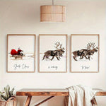 3pcs Set Frameless Canvas Poster Print Santa Claus Is Coming To Town Christmas Wall Art Painting For Living Room Bedroom Holiday Decor Xmas Gift Home Decor