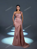 Faeriesty Asymmetrical Neck Mermaid Hem Formal Dress Elegant Prom Evening Wedding Guest Gown, For Graduation, Dinner