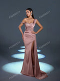 Faeriesty Asymmetrical Neck Mermaid Hem Formal Dress Elegant Prom Evening Wedding Guest Gown, For Graduation, Dinner