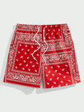 Manfinity RSRT Men Drawstring Waist Paisley Print Shorts