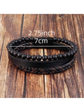 1pc Magnetic Black PU Leather Bracelet For Men: Stylish, Versatile,