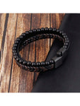 1pc Magnetic Black PU Leather Bracelet For Men: Stylish, Versatile,