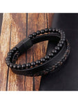 1pc Magnetic Black PU Leather Bracelet For Men: Stylish, Versatile,